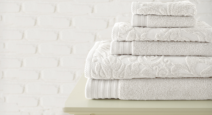 CASABLANCA JACQUARD TOWEL FLORAL COLLECTION WHITE